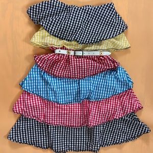 Stunning strapless tiered ruffle dress in gingham print